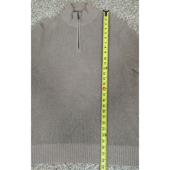 J. Crew Factory Men's Cotton Waffle Knit Tan 1/4 Zip Sweater Size Large - Picture 4 of 9